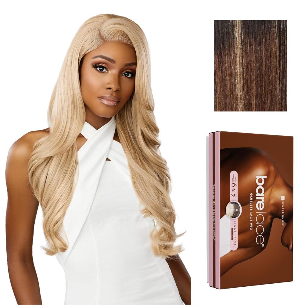 imageSensationnel Bare Lace 6X5 Lacewig Unit 1 Lacefrontal Glueless Synthetic 180 Degree Preplucked Hairline 1 JETBLACKBALAYAGECARAMEL