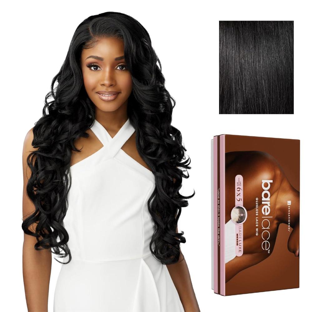 imageSensationnel Bare Lace 6X5 Lacewig Unit 4 Lacefrontal Glueless Synthetic 180 Degree Preplucked Hairline 1 JETBLACK1 JETBLACK