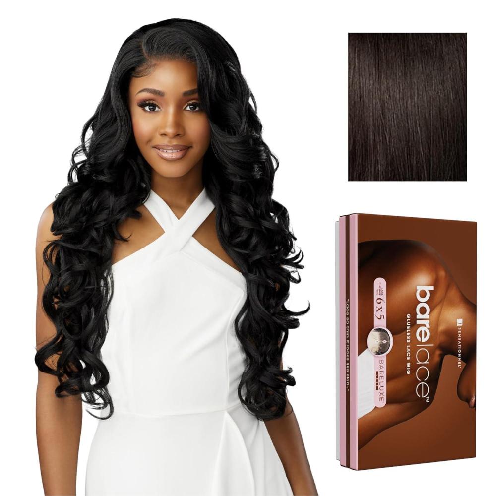 imageSensationnel Bare Lace 6X5 Lacewig Unit 4 Lacefrontal Glueless Synthetic 180 Degree Preplucked Hairline 1 JETBLACK2 DARKBROWN