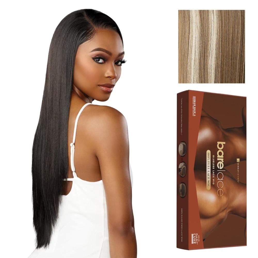 imageSensationnel Bare Lace Fulllace Wig  Unit 1 Human Hair Blend All Lacefrontal Glueless Synthetic 180 Degree Preplucked Hairline 1 JETBLACKBALAYAGELIGHTASHBLONDE