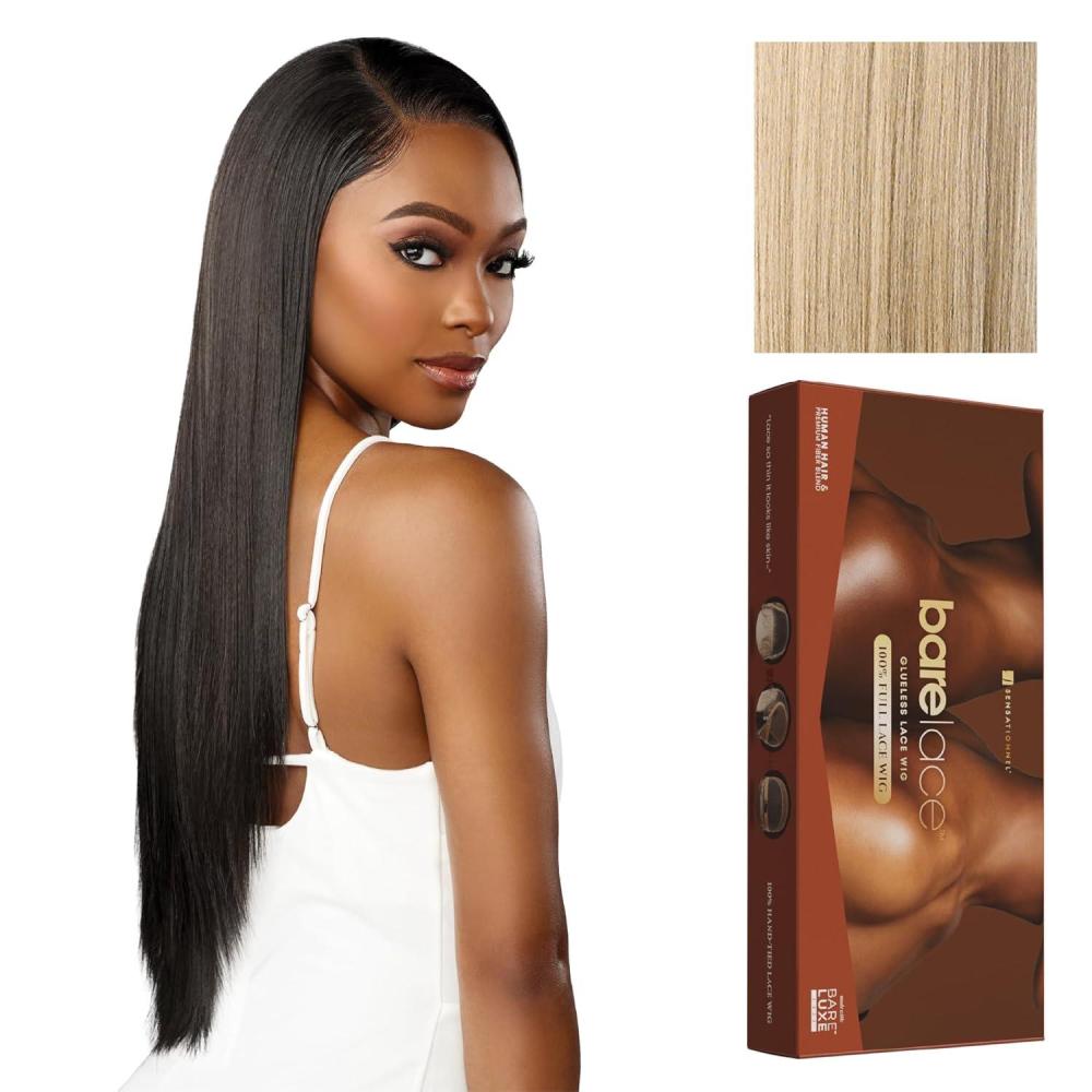imageSensationnel Bare Lace Fulllace Wig Unit 1 Human Hair Blend All Lacefrontal Glueless Synthetic 180 Degree Preplucked Hairline 1 JETBLACKBEIGEBLONDE