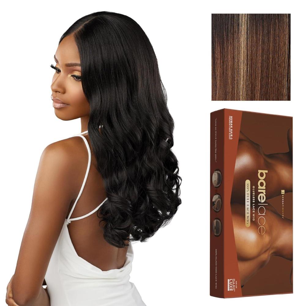 imageSensationnel Bare Lace Fulllace Wig  Unit 3 Human Hair Blend All Lacefrontal Glueless Synthetic 180 Degree Preplucked Hairline 1 JETBLACKBALAYAGECARAMEL