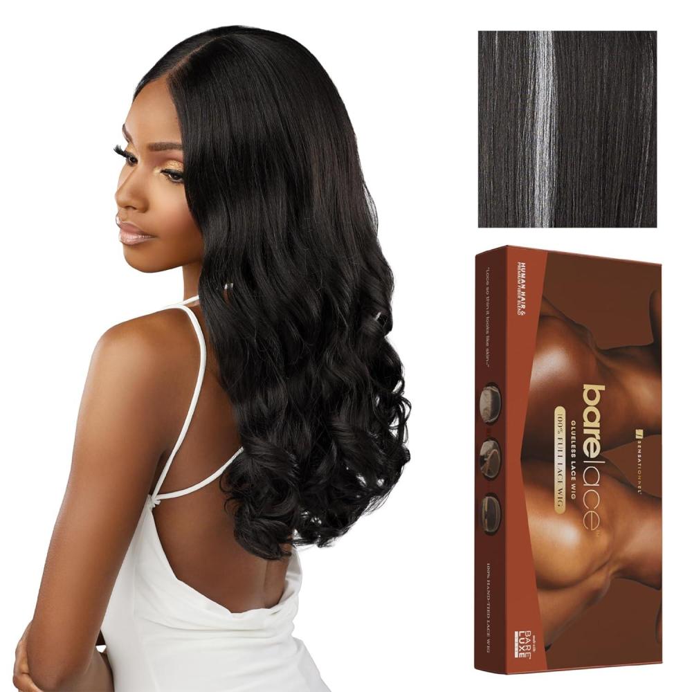 imageSensationnel Bare Lace Fulllace Wig Unit 3 Human Hair Blend All Lacefrontal Glueless Synthetic 180 Degree Preplucked Hairline 1 JETBLACKBALAYAGEPLATINUM