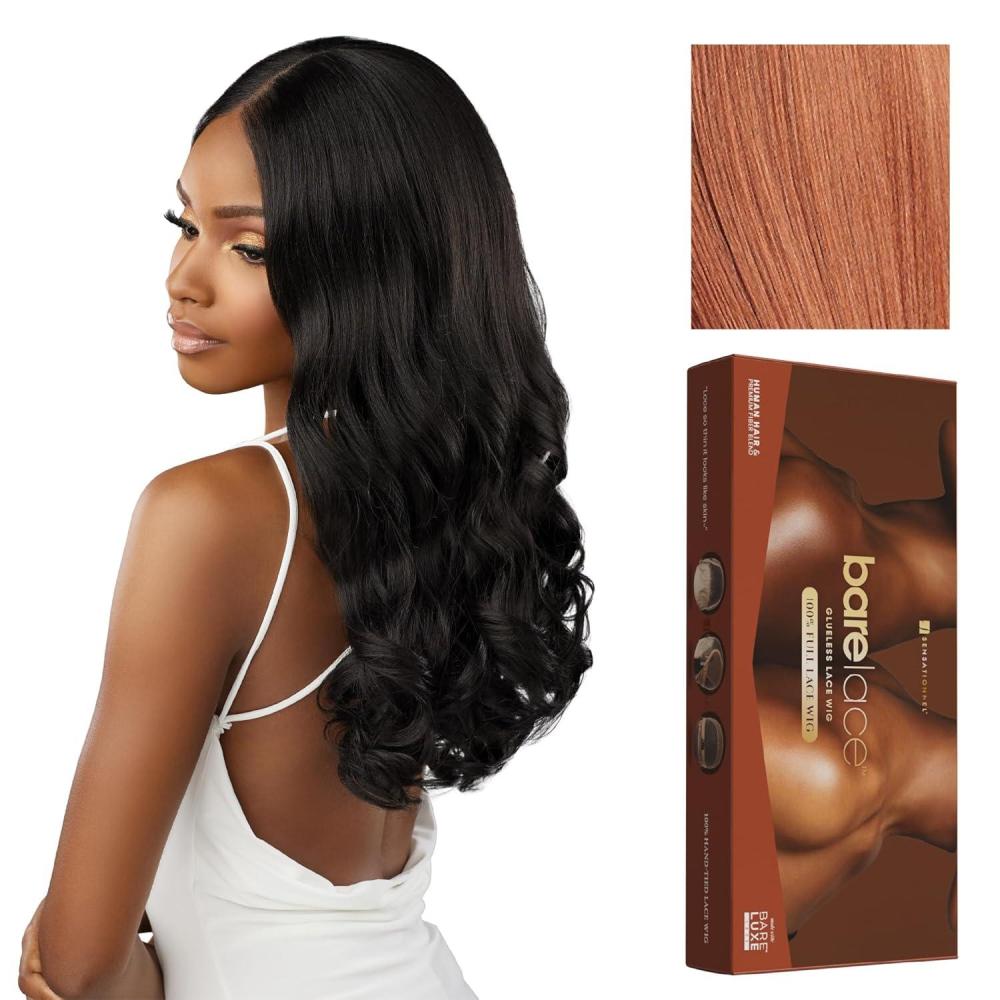 imageSensationnel Bare Lace Fulllace Wig  Unit 3 Human Hair Blend All Lacefrontal Glueless Synthetic 180 Degree Preplucked Hairline 1 JETBLACKCHOCOLATECOPPER