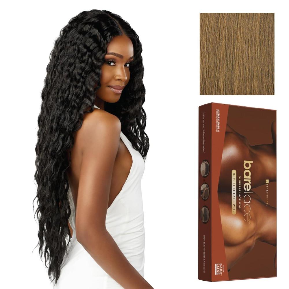 imageSensationnel Bare Lace Fulllace Wig Unit 6 Human Hair Blend All Lacefrontal Glueless Synthetic 180 Degree Preplucked Hairline 1 JETBLACKCARAMELBLONDE