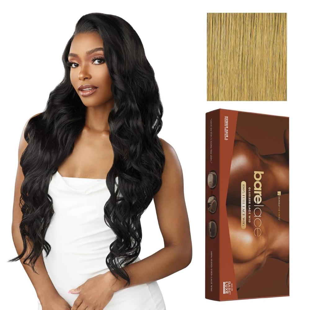 imageSensationnel Bare Lace Fulllace Wig Unit 8 Human Hair Blend All Lacefrontal Glueless Synthetic 180 Degree Preplucked Hairline 1 JETBLACKCARAMELBLONDE