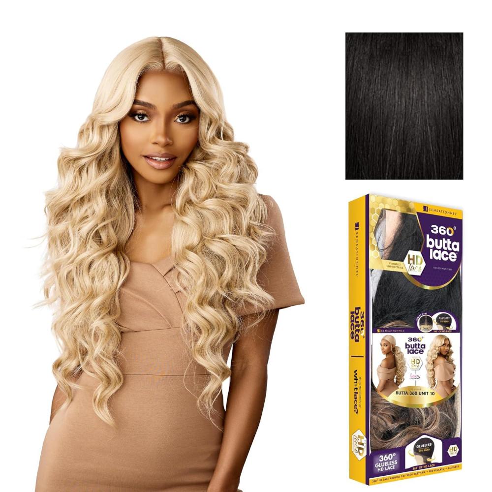imageSensationnel Butta 360 Lace Wig Unit 10 Wider Parting 360 Degree Lace Glueless Synthetic Preplucked Hairline 1 JETBLACK1B OFFBLACK