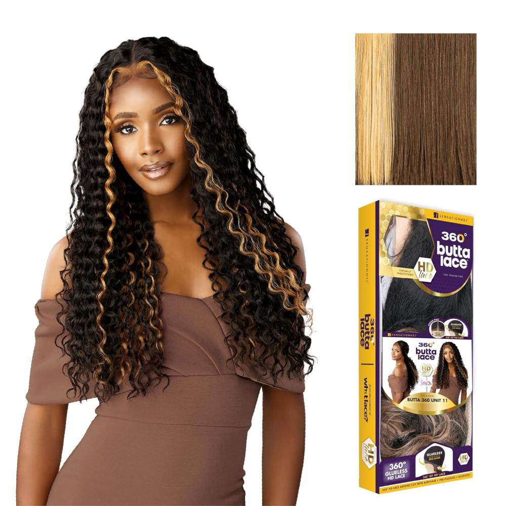 imageSensationnel Butta 360 Lace Wig Unit 11 Wider Parting Glueless Synthetic Preplucked Hairline 1 JETBLACKHALOBLOCKBUTTERNUT