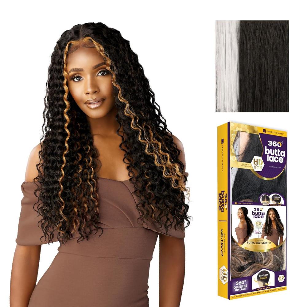 imageSensationnel Butta 360 Lace Wig Unit 11 Wider Parting Glueless Synthetic Preplucked Hairline 1 JETBLACKHALOBLOCKPLATINUM