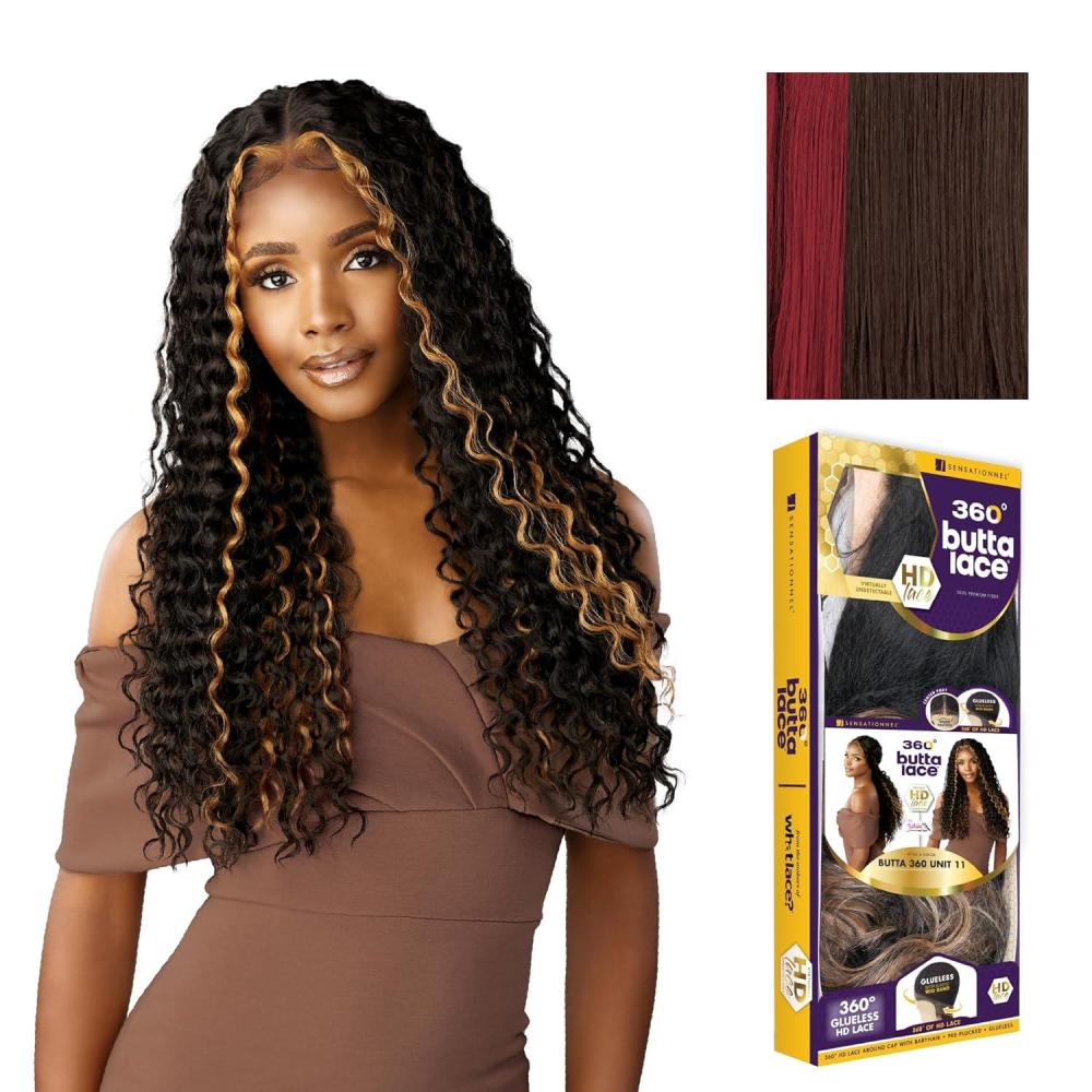 imageSensationnel Butta 360 Lace Wig Unit 11 Wider Parting Glueless Synthetic Preplucked Hairline 1 JETBLACKHALOBLOCKSANGRIA