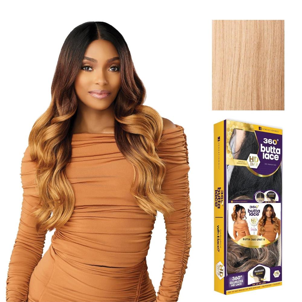 imageSensationnel Butta 360 Lace Wig Unit 9 Wider Laceparting Glueless Synthetic Preplucked Hairline 1 JETBLACKASHPEACHBLONDE