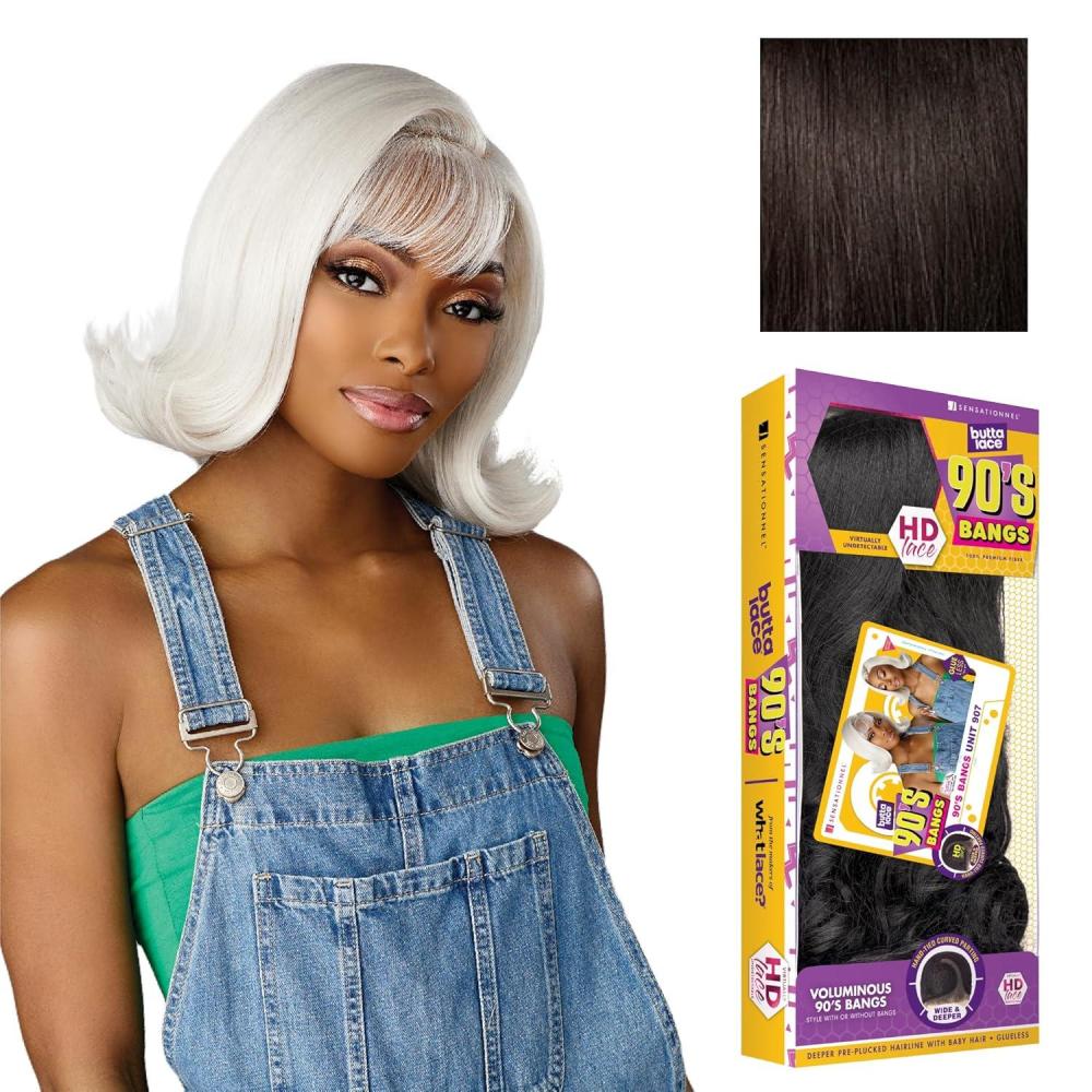 imageSensationnel Butta Lace 90Sbangs Wigs Unit 907 Glueless Wide Deep Part Synthetic Preplucked Hairline 1 JETBLACK2 DARKBROWN