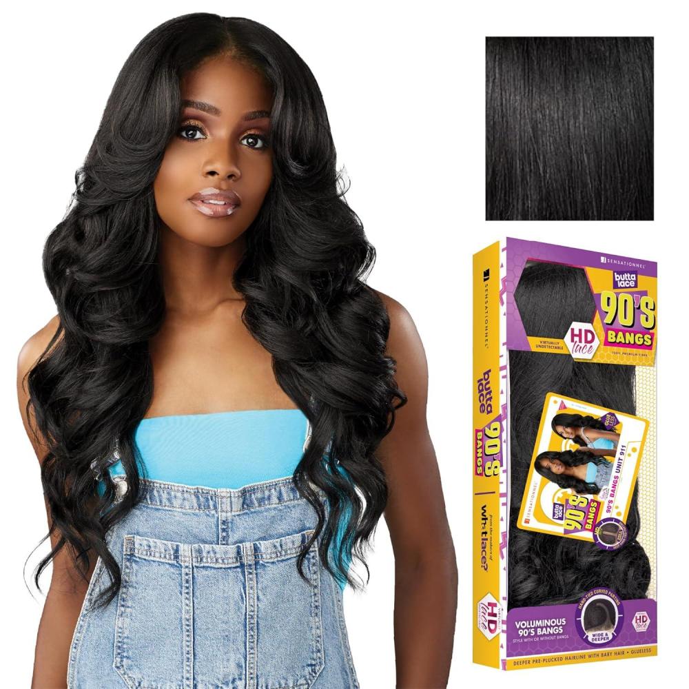 imageSensationnel Butta Lace 90Sbangs Wigs Unit 911 Glueless Wide Deep Part Synthetic Preplucked Hairline 1 JETBLACK1 JETBLACK