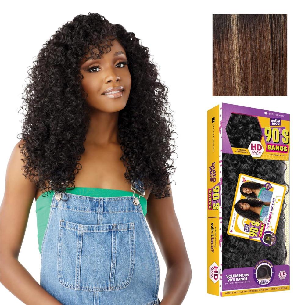 imageSensationnel Butta Lace 90Sbangs Wigs Unit 913 Glueless Wide Deep Part Synthetic Preplucked Hairline 1 JETBLACKBALAYAGECARAMEL