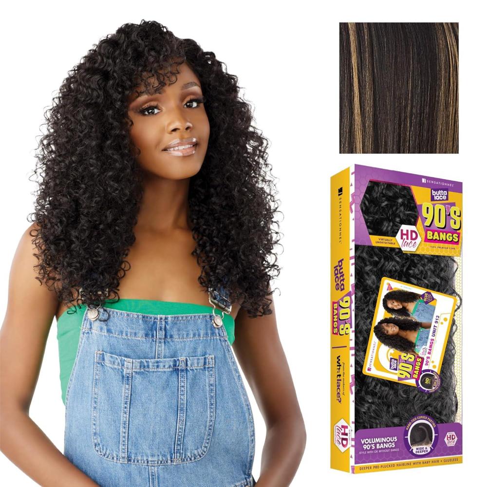 imageSensationnel Butta Lace 90Sbangs Wigs Unit 913 Glueless Wide Deep Part Synthetic Preplucked Hairline 1 JETBLACKBALAYAGEGOLD