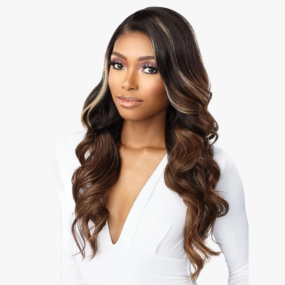 imageSensationnel Butta Lace Hhm Wigs Glam Wave 24 Inch Human Hair Blend Extra Wide 5 Inch Parting Preplucked Hairline Glueless Lacefront 1 JETBLACKT4CHESTNUTBLONDE