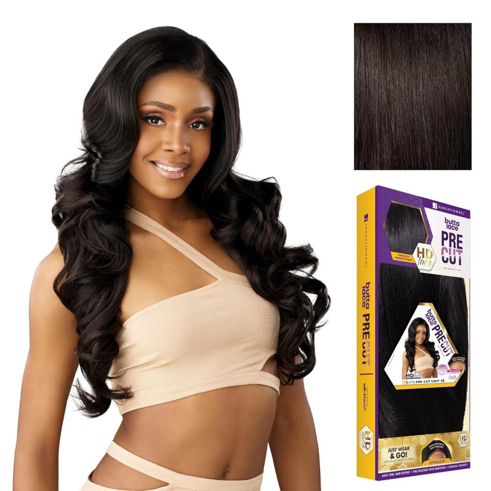 imageSensationnel Butta Lace Precut Wig Unit 18 Glueless Extra Wide 5 Inch Deep Parting Synthetic Pre Tweezed Smaller Knot Hairline 1 JETBLACK2 DARKBROWN