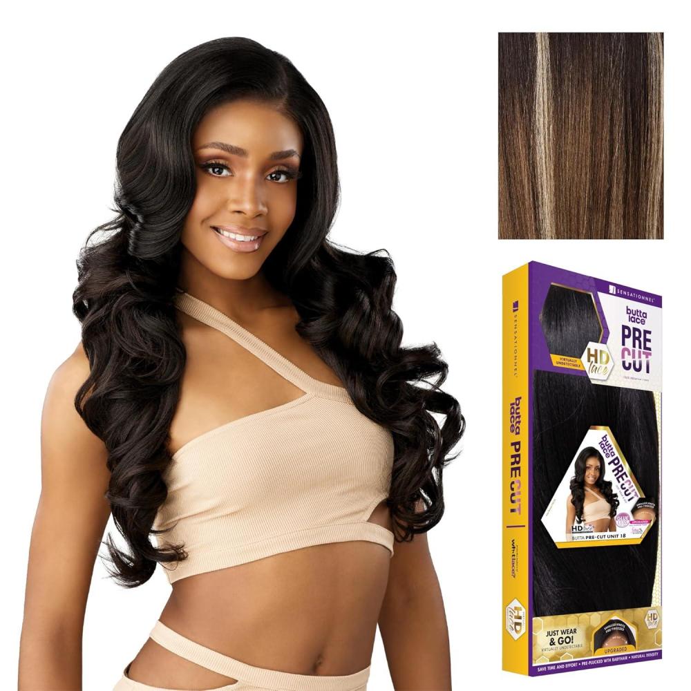 imageSensationnel Butta Lace Precut Wig Unit 18 Glueless Extra Wide 5 Inch Deep Parting Synthetic Pre Tweezed Smaller Knot Hairline 1 JETBLACKBALAYAGEMOCHA