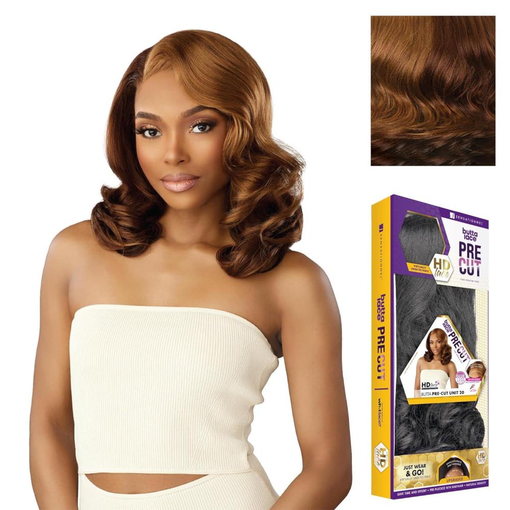 imageSensationnel Butta Lace Precut Wig  Unit 20 Glueless Extra Wide 5 Inch Deep Parting Synthetic Pre Tweezed Smaller Knot Hairline COLORFLIPMOCHACCINOCOLORFLIPCARAMEL