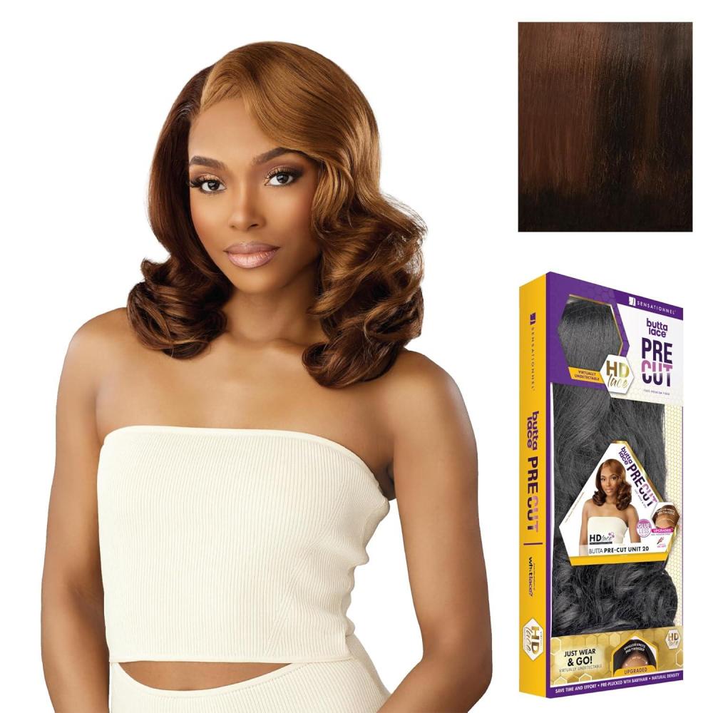 imageSensationnel Butta Lace Precut Wig Unit 20 Glueless Extra Wide 5 Inch Deep Parting Synthetic Pre Tweezed Smaller Knot Hairline COLORFLIPMOCHACCINOCOLORFLIPMOCHACCINO