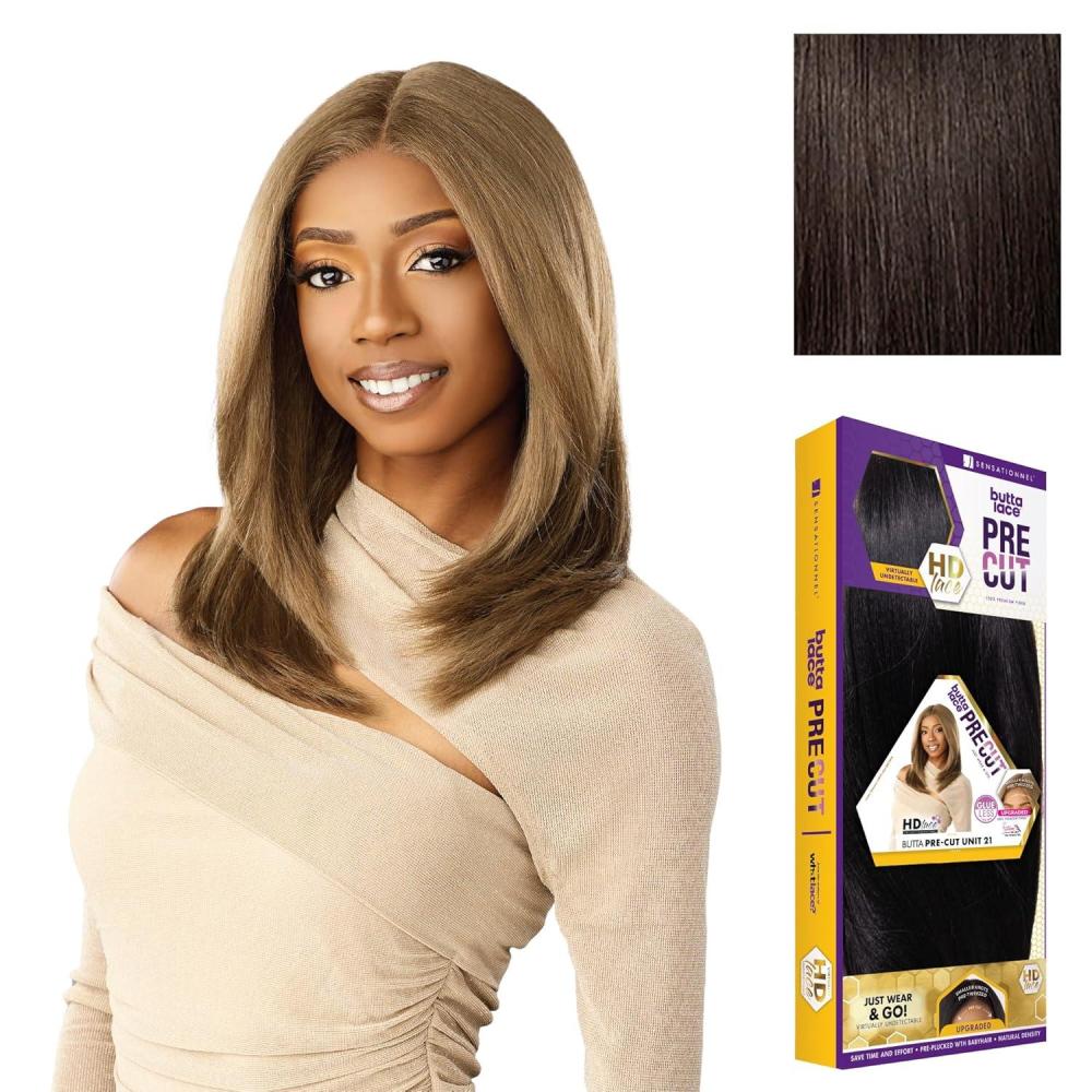 imageSensationnel Butta Lace Precut Wig Unit 21 Glueless Extra Wide 5 Inch Deep Parting Synthetic Pre Tweezed Smaller Knot Hairline 1 JETBLACK2 DARKBROWN
