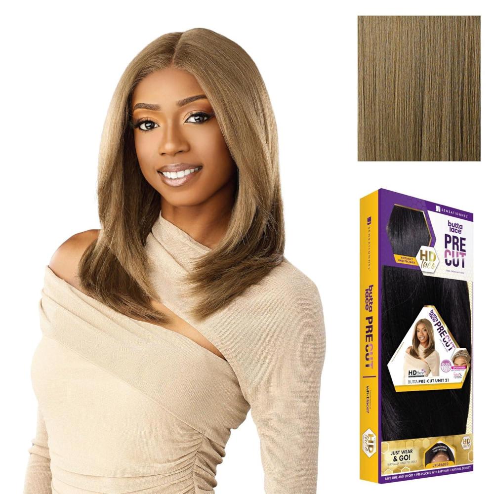 imageSensationnel Butta Lace Precut Wig  Unit 21 Glueless Extra Wide 5 Inch Deep Parting Synthetic Pre Tweezed Smaller Knot Hairline 1 JETBLACKLIGHTASHBROWN