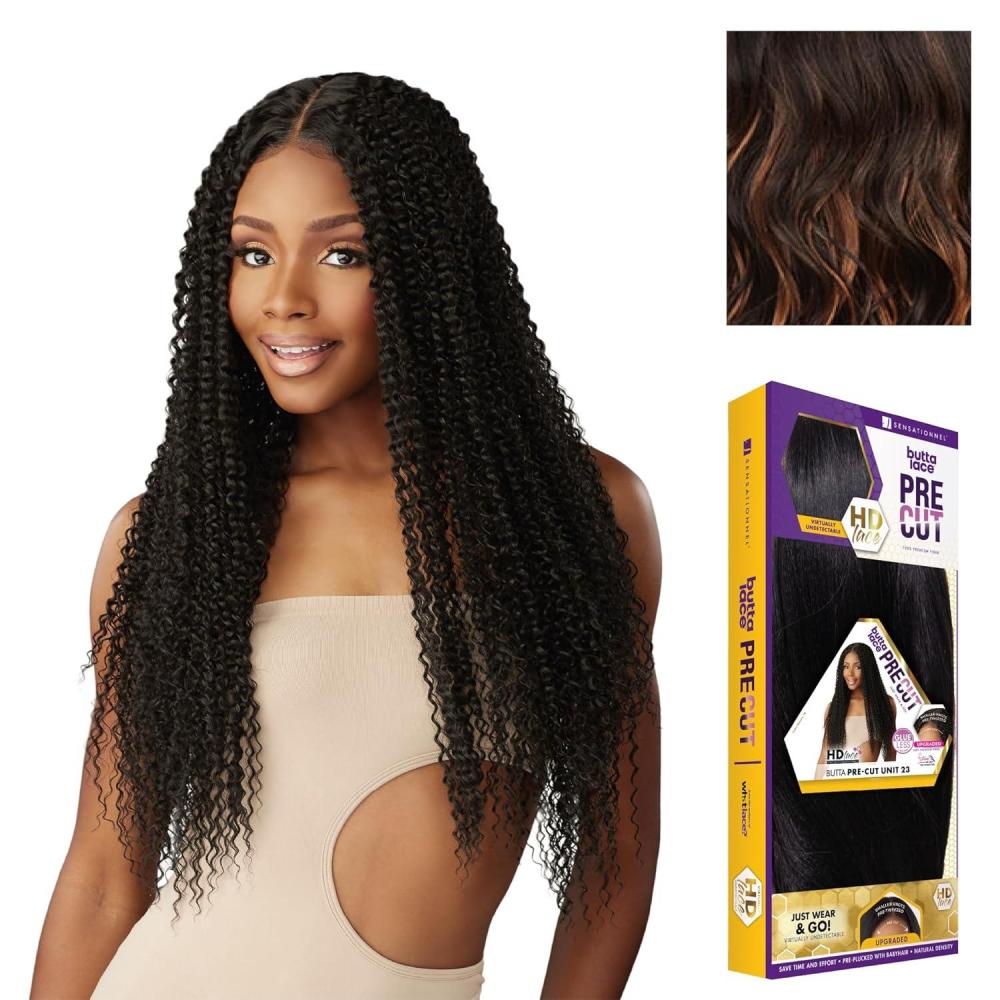imageSensationnel Butta Lace Precut Wig Unit 23 Glueless Extra Wide 5 Inch Deep Parting Synthetic Pre Tweezed Smaller Knot Hairline 1 JETBLACKF1B30