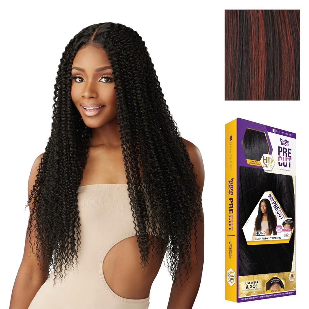 imageSensationnel Butta Lace Precut Wig Unit 23 Glueless Extra Wide 5 Inch Deep Parting Synthetic Pre Tweezed Smaller Knot Hairline 1 JETBLACKF1B350