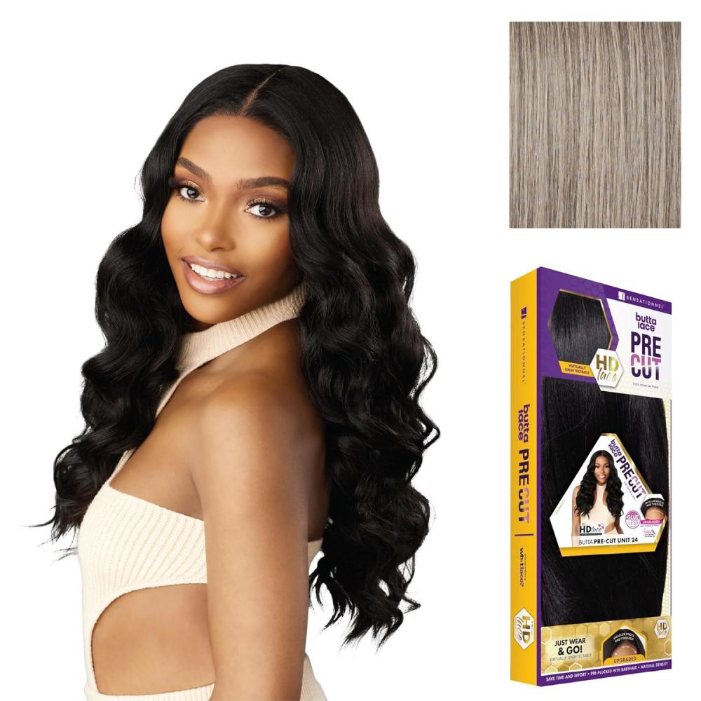 imageSensationnel Butta Lace Precut Wig Unit 24 Glueless Extra Wide 5 Inch Deep Parting Synthetic Pre Tweezed Smaller Knot Hairline 1 JETBLACKOXIDIZEDSILVER