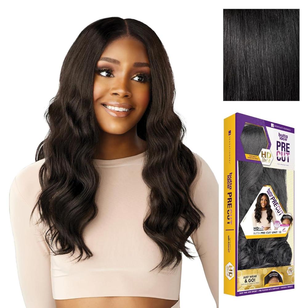 imageSensationnel Butta Lace Precut Wigs Unit 13 Glueless Extra Wide 5 Inch Deep Parting Synthetic Pre Tweezed Smaller Knot Hairline 1 JETBLACK1 JETBLACK