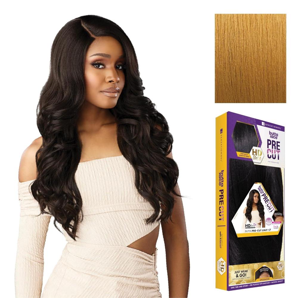 imageSensationnel Butta Lace Precut Wigs Unit 17 Glueless Extra Wide 5 Inch Deep Parting Synthetic Pre Tweezed Smaller Knot Hairline 1 JETBLACKSUNFLOWERBLONDE
