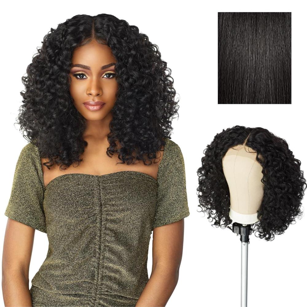 imageSensationnel Butta Lace Wigs Unit 5 Extra Wide 5 Inch Deep Parting Synthetic Preplucked Hairline Glueless Lacefront 1B OFFBLACK1B OFFBLACK