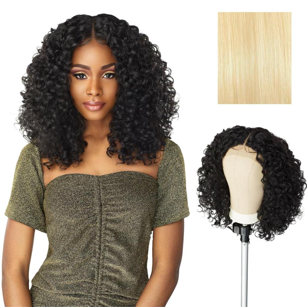 imageSensationnel Butta Lace Wigs Unit 5 Extra Wide 5 Inch Deep Parting Synthetic Preplucked Hairline Glueless Lacefront 1B OFFBLACK613 BLONDE