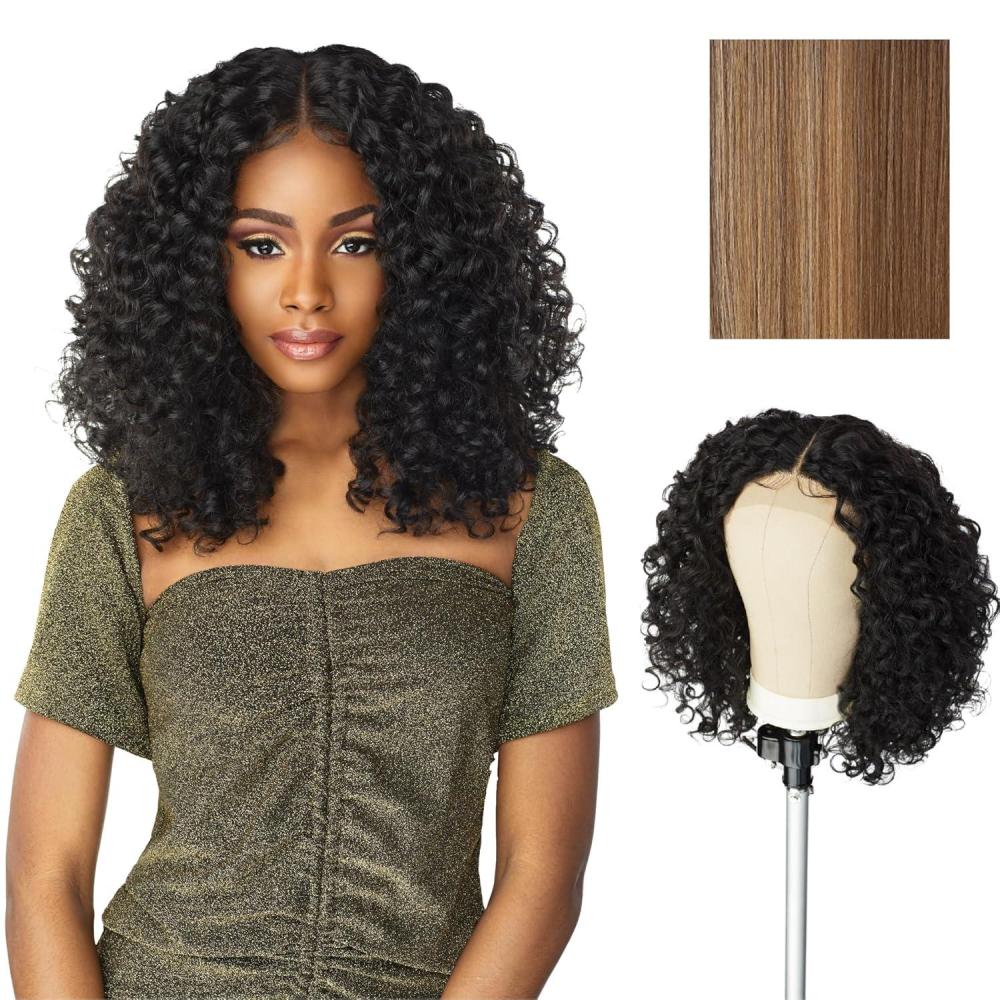 imageSensationnel Butta Lace Wigs Unit 5 Extra Wide 5 Inch Deep Parting Synthetic Preplucked Hairline Glueless Lacefront 1B OFFBLACKFLAMBOYAGEBLONDE