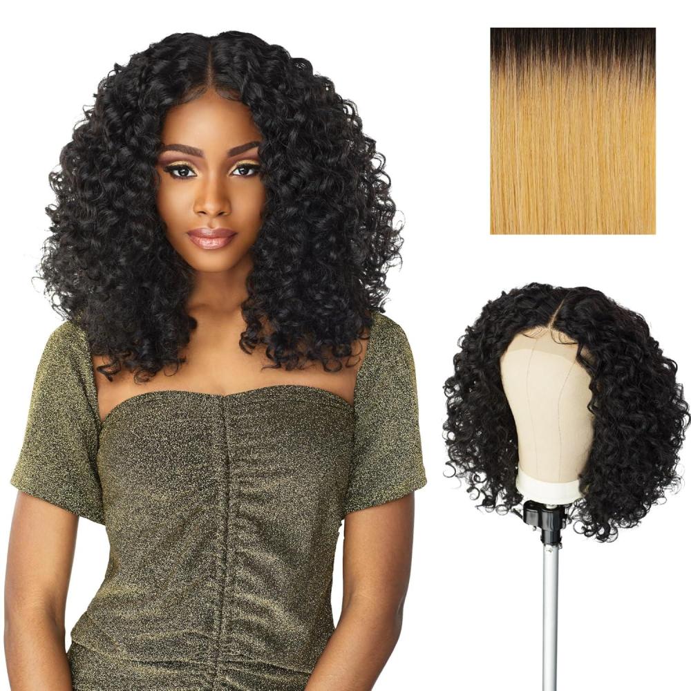 imageSensationnel Butta Lace Wigs Unit 5 Extra Wide 5 Inch Deep Parting Synthetic Preplucked Hairline Glueless Lacefront 1B OFFBLACKT4GOLDENBLONDE