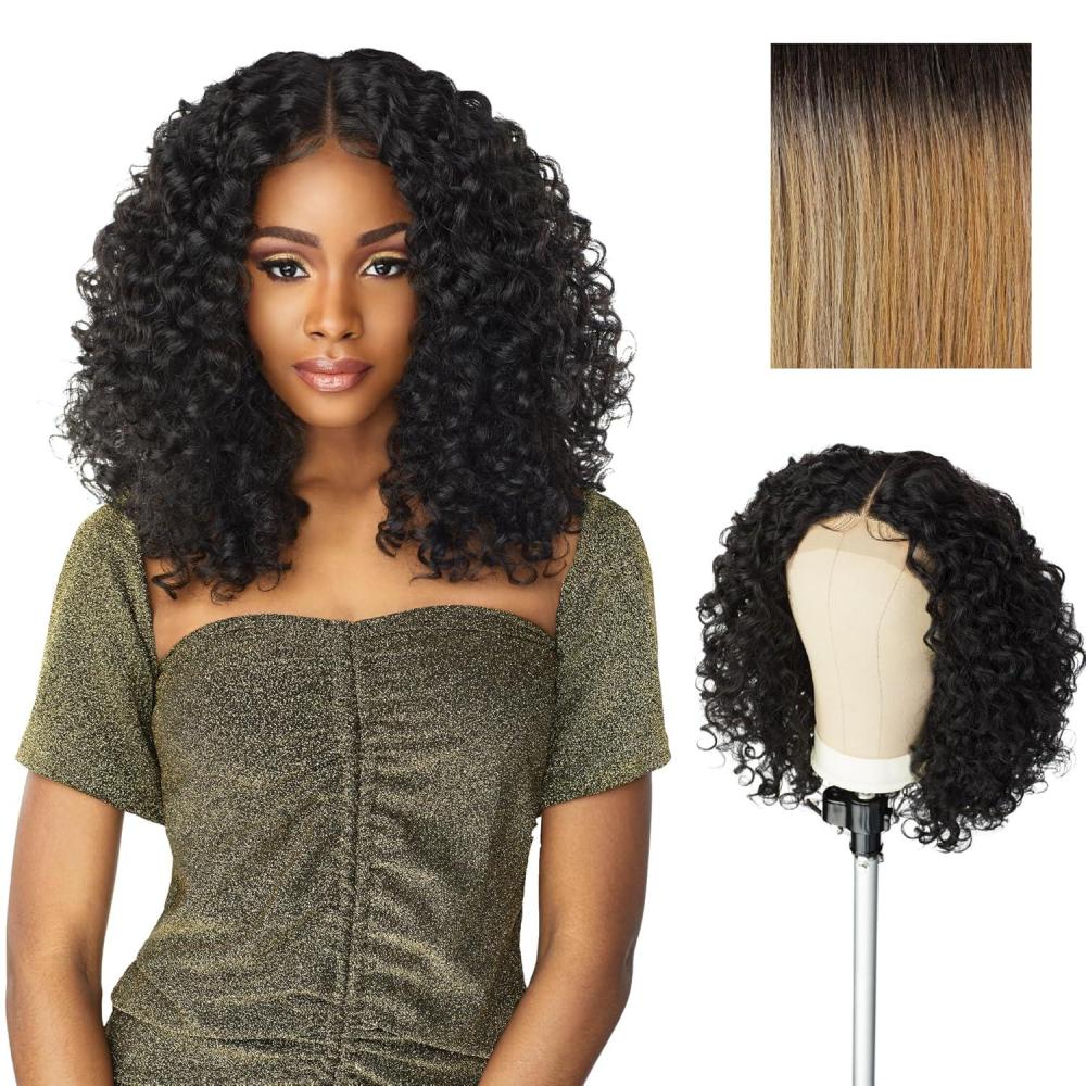 imageSensationnel Butta Lace Wigs Unit 5 Extra Wide 5 Inch Deep Parting Synthetic Preplucked Hairline Glueless Lacefront 1B OFFBLACKT4HONEYBLONDE