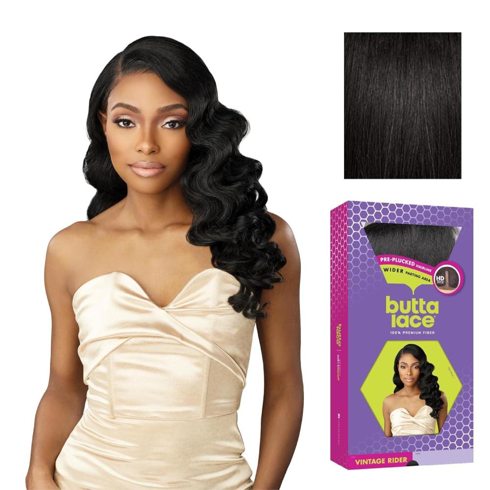 imageSensationnel Butta Lace Wigs Vintage Rider Extra Wide 5 Inch Deep Parting Synthetic Preplucked Hairline Glueless Lacefront 1 JETBLACK1B OFFBLACK