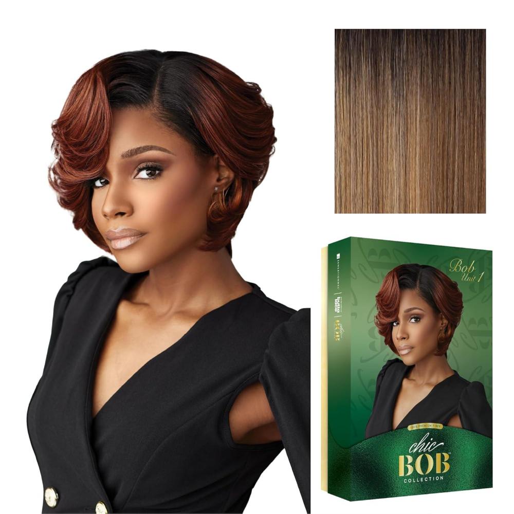 imageSensationnel Chicbob Lace Frontwig Bob Unit 1 Face Framing Glueless Wig Wide 5 Inch Deep Part Synthetic Preplucked Hairline 1 JETBLACKFLAMBOYAGEBLONDE