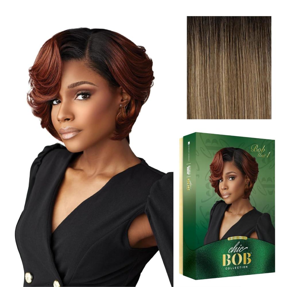 imageSensationnel Chicbob Lace Frontwig Bob Unit 1 Face Framing Glueless Wig Wide 5 Inch Deep Part Synthetic Preplucked Hairline 1 JETBLACKFLAMBOYAGESAND