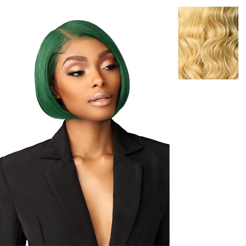imageSensationnel Chicbob Lace Frontwig Bob Unit 3 Face Framing Glueless Wig Wide 5 Inch Deep Part Synthetic Preplucked Hairline 1 JETBLACKCREAMYBLONDE