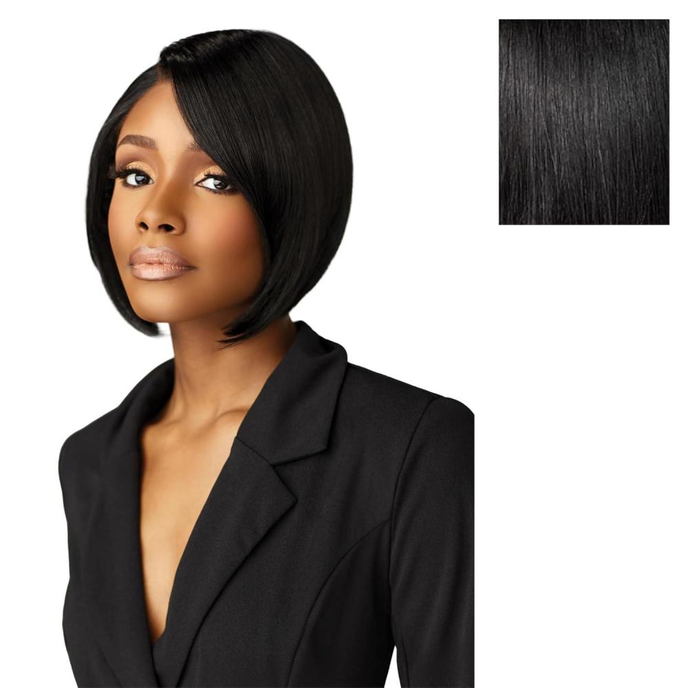 imageSensationnel Chicbob Lace Frontwig Bob Unit 4 Face Framing Glueless Wig Wide 5 Inch Deep Part Synthetic Preplucked Hairline 1 JETBLACK1 JETBLACK
