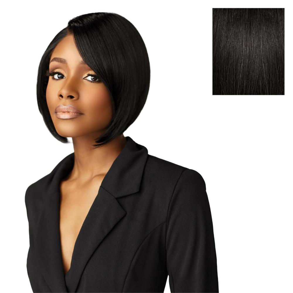 imageSensationnel Chicbob Lace Frontwig Bob Unit 4 Face Framing Glueless Wig Wide 5 Inch Deep Part Synthetic Preplucked Hairline 1 JETBLACK1B OFFBLACK