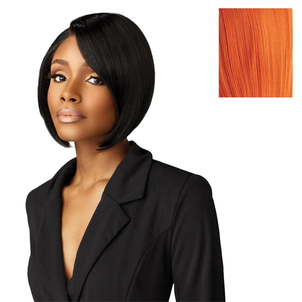 imageSensationnel Chicbob Lace Frontwig Bob Unit 4 Face Framing Glueless Wig Wide 5 Inch Deep Part Synthetic Preplucked Hairline 1 JETBLACKGINGERCOPPER