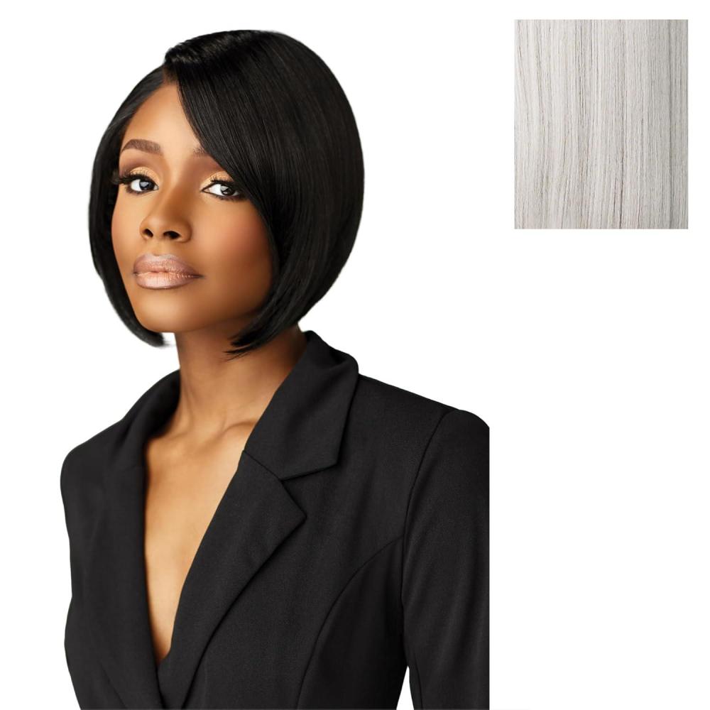 imageSensationnel Chicbob Lace Frontwig Bob Unit 4 Face Framing Glueless Wig Wide 5 Inch Deep Part Synthetic Preplucked Hairline 1 JETBLACKPLATINUMBLONDE