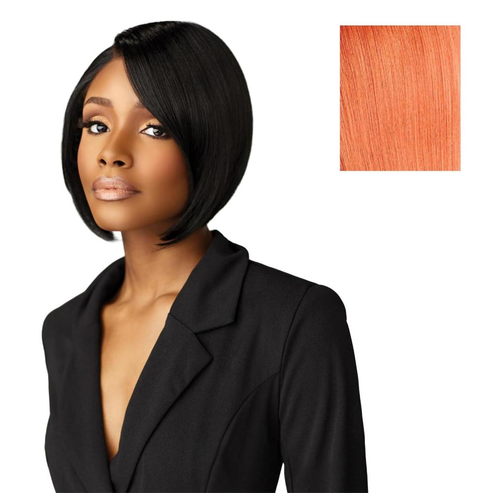 imageSensationnel Chicbob Lace Frontwig Bob Unit 4 Face Framing Glueless Wig Wide 5 Inch Deep Part Synthetic Preplucked Hairline 1 JETBLACKROSEGOLDCOPPER