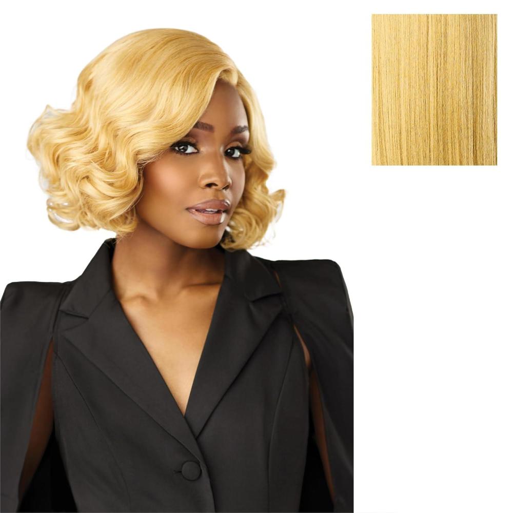 imageSensationnel Chicbob Lace Frontwig Bob Unit 5 Face Framing Glueless Wig Wide 5 Inch Deep Part Synthetic Preplucked Hairline 1 JETBLACKHONEYBLONDE