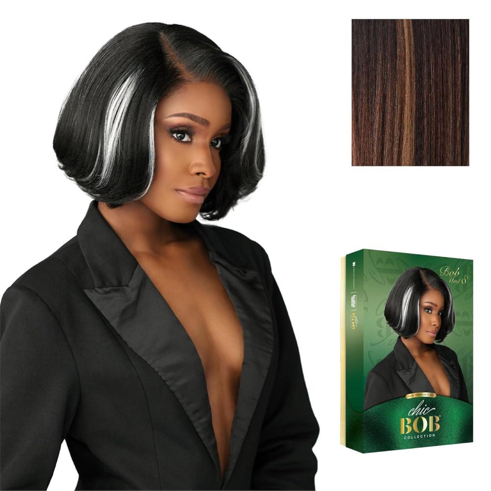 imageSensationnel Chicbob Lace Frontwig Bob Unit 8 Face Framing Glueless Wig Wide 5 Inch Deep Part Synthetic Preplucked Hairline 1 JETBLACKBALAYAGECHOCOLATE