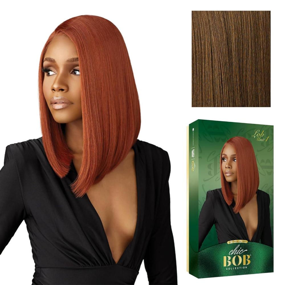 imageSensationnel Chicbob Lace Frontwig Lob Unit 1 Face Framing Glueless Wig Wide 5 Inch Deep Part Synthetic Preplucked Hairline 1B OFFBLACKMOCHABROWN