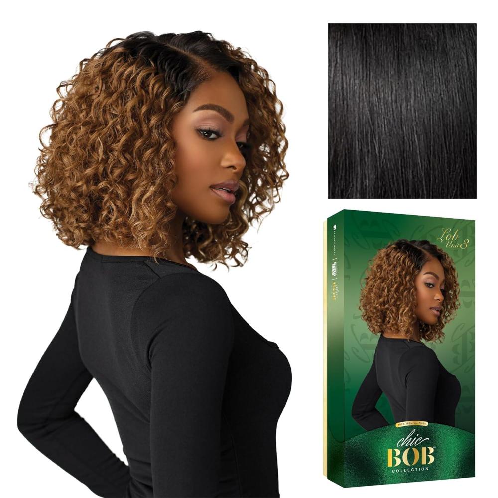 imageSensationnel Chicbob Lace Frontwig Lob Unit 3 Face Framing Glueless Wig Wide 5 Inch Deep Part Synthetic Preplucked Hairline 1 JETBLACK1 JETBLACK