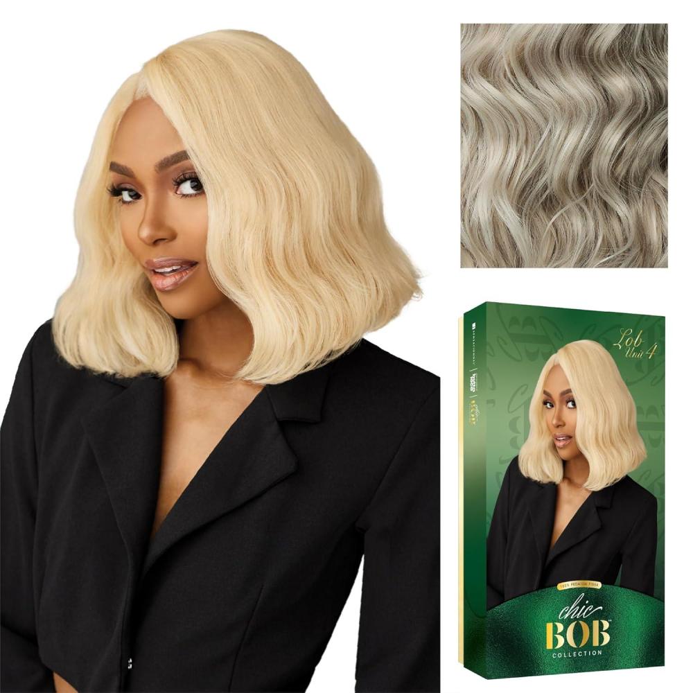 imageSensationnel Chicbob Lace Frontwig Lob Unit 4 Face Framing Glueless Wig Wide 5 Inch Deep Part Synthetic Preplucked Hairline 1 JETBLACKDUSTYBLONDE
